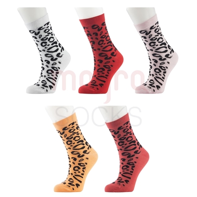 Resim Leopar Desen Kadın Soket Çorap