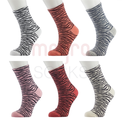 Resim Zebra Desen Kadın Soket Çorap